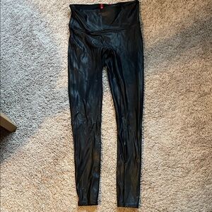 SPANX Black Faux Leather High-Rise Shaping Leggings